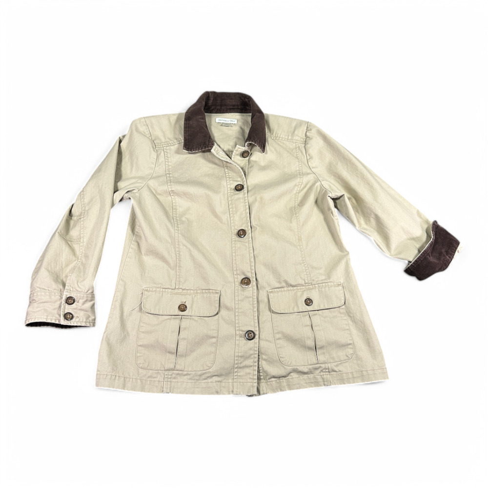 Christopher & Banks Chore Coat Womens LARGE Brown Corduroy Barn Work Outdoor